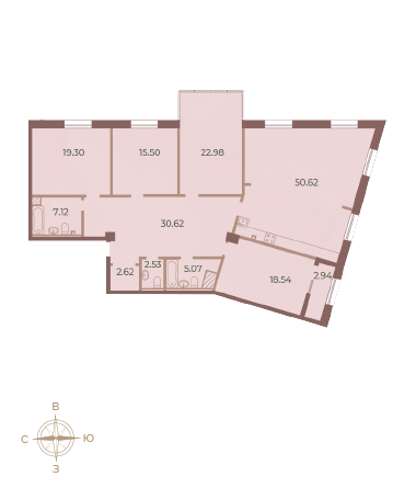 Четырёхкомнатная квартира 176.37 м²